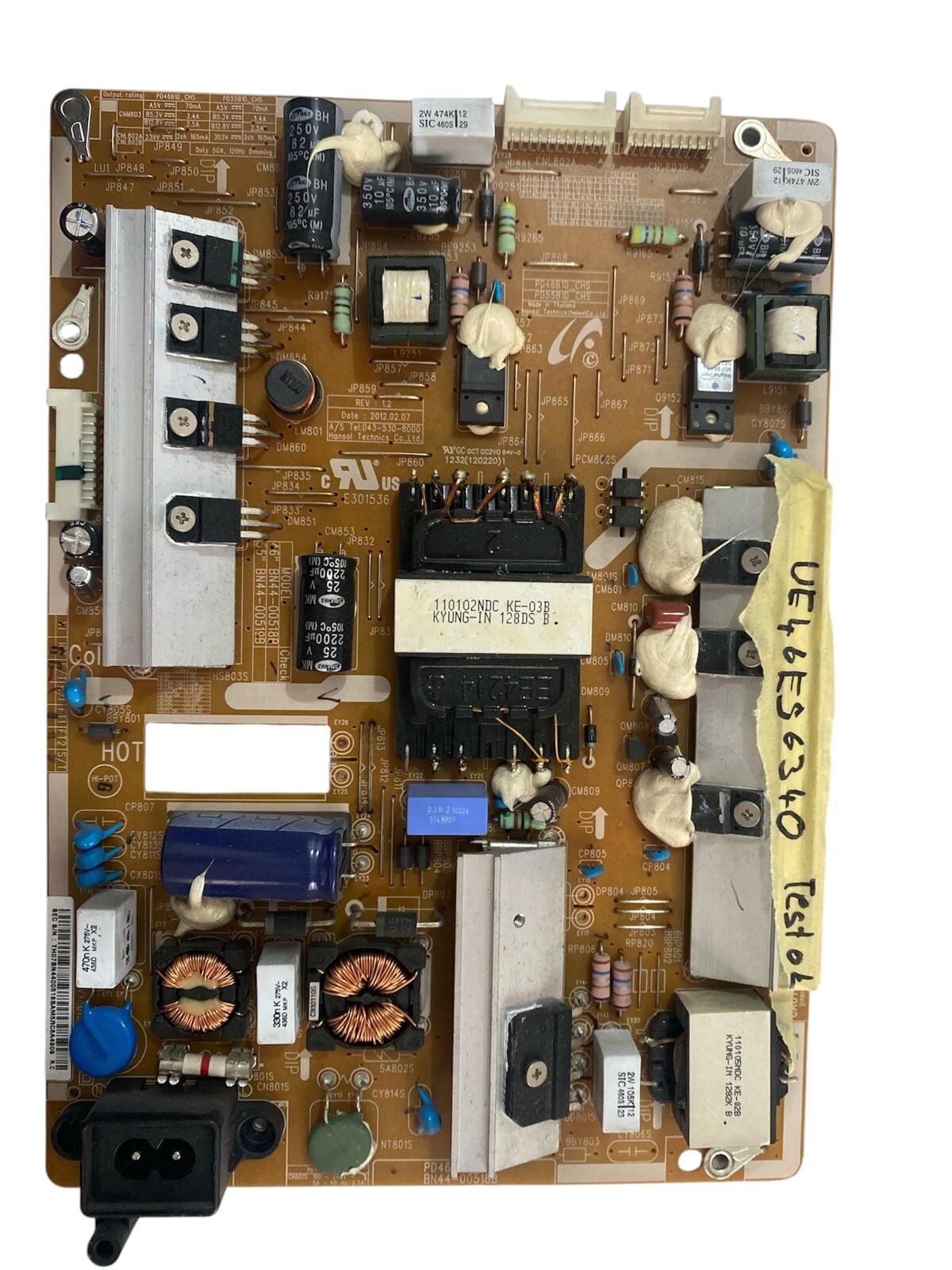 Samsung 46'' Full HD 3D Smart LED TV Güç ve Besleme Kartı (Power Supply Board) - BN44-00518B / PD46BN44-00518 / Samsung UE46ES6340 Orijinal