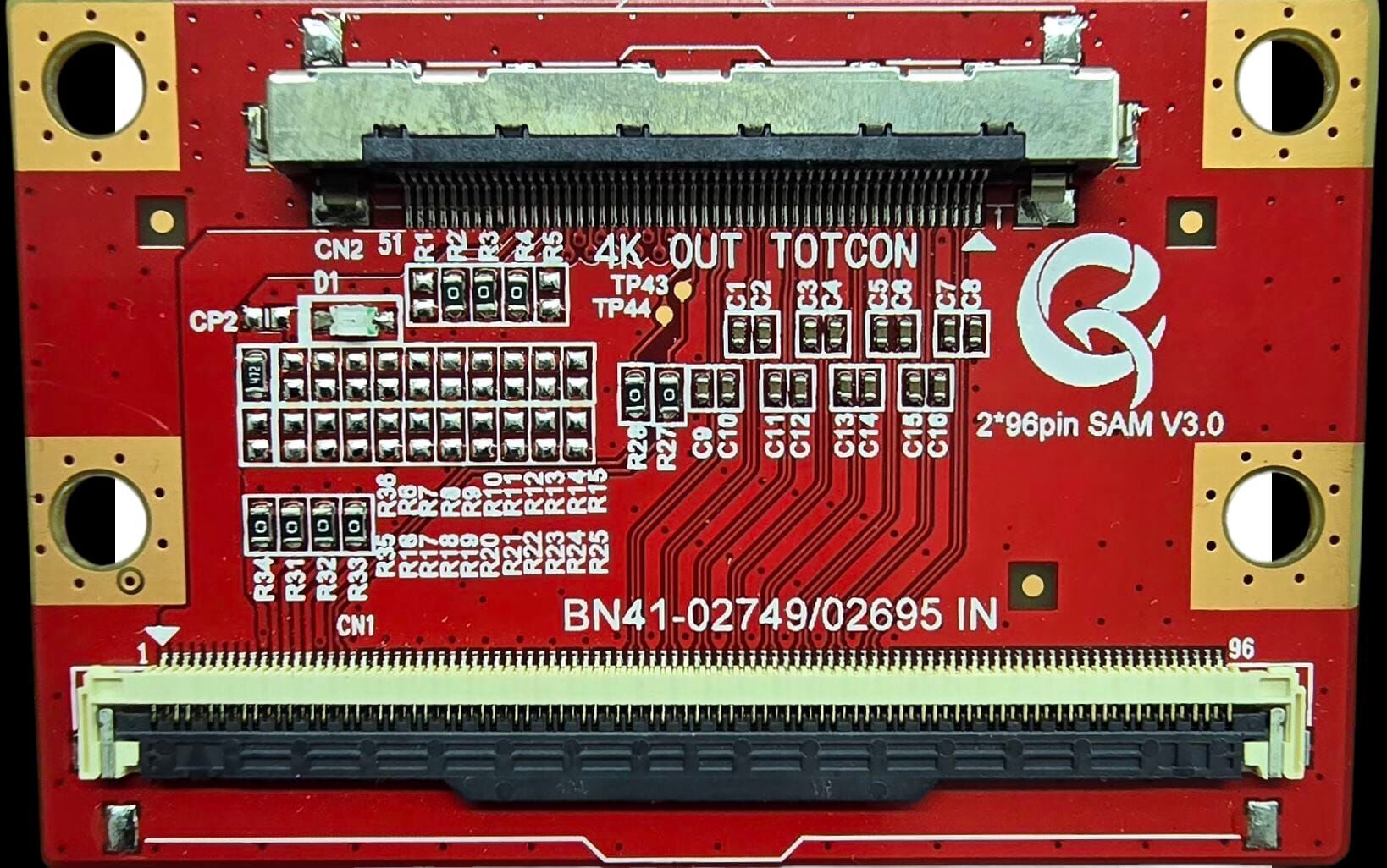 LVDS Dönüştürücü Modül – 96 Pin'den 51 Pin'e + 10 Pin'den 8 Pin'e Gerilim Hattı Adaptörü | Kırmızı