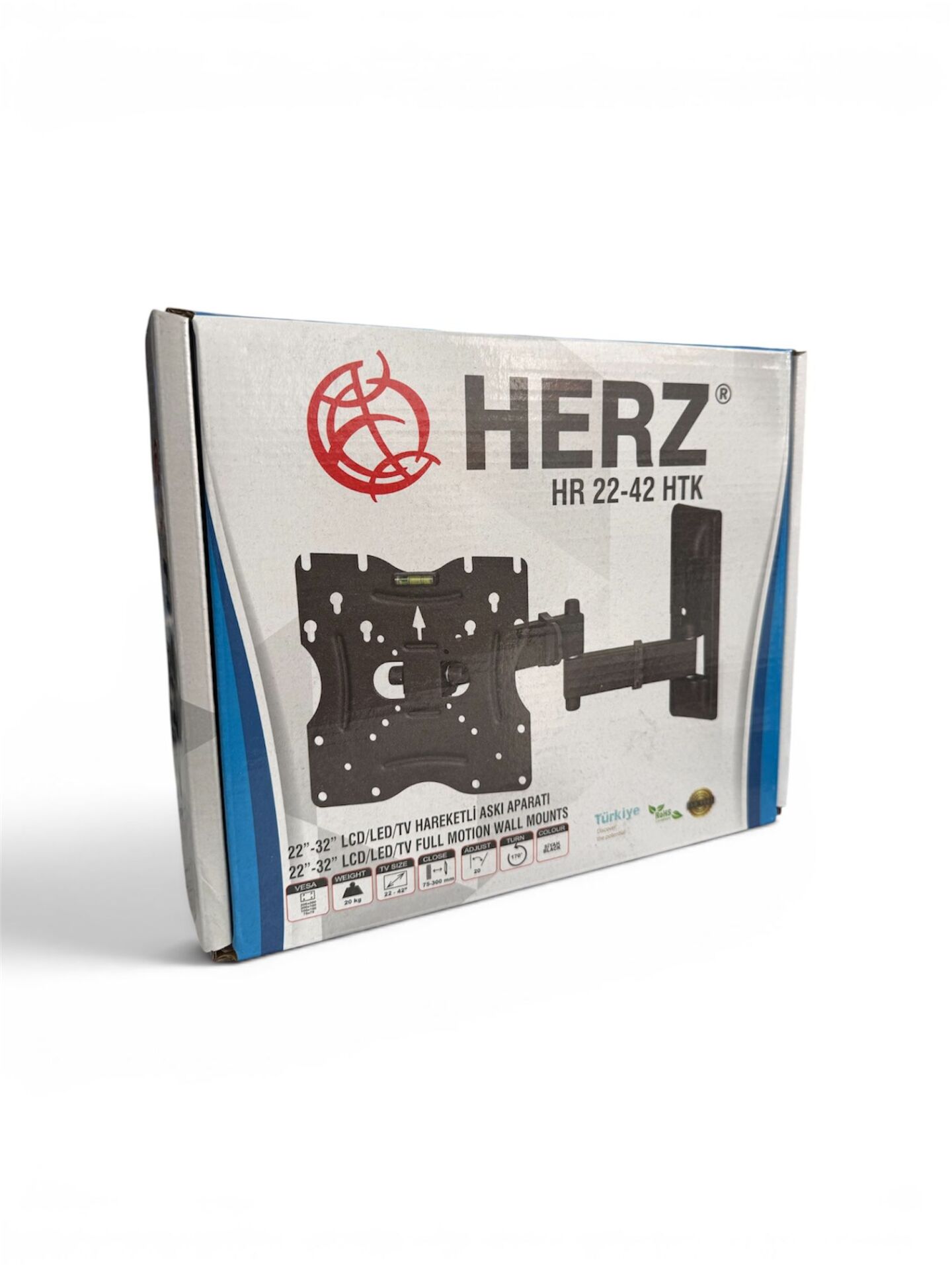 HERZ 22''-42'' Hareketli TV Askı Aparatı – 170° Sağ/Sol, 20° Yukarı/Aşağı Ayarlı Duvar Aparat