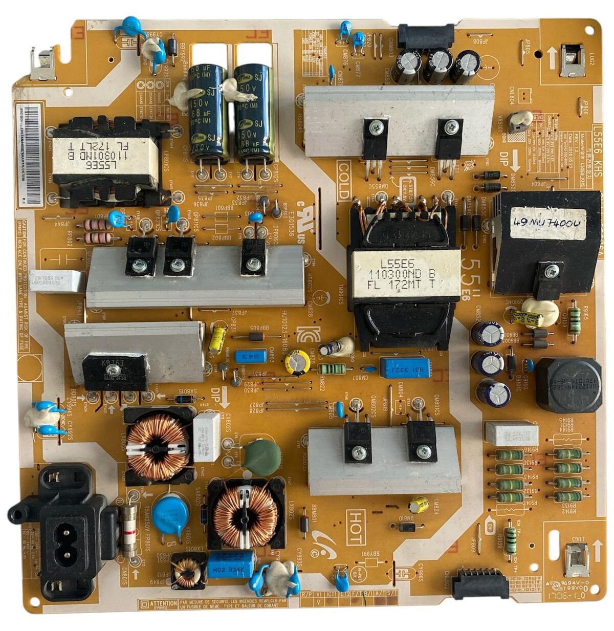 Samsung BN44-00876A Besleme Kartı – L55E6_KHS 49MU7400 Orijinal Çıkma Power Supply