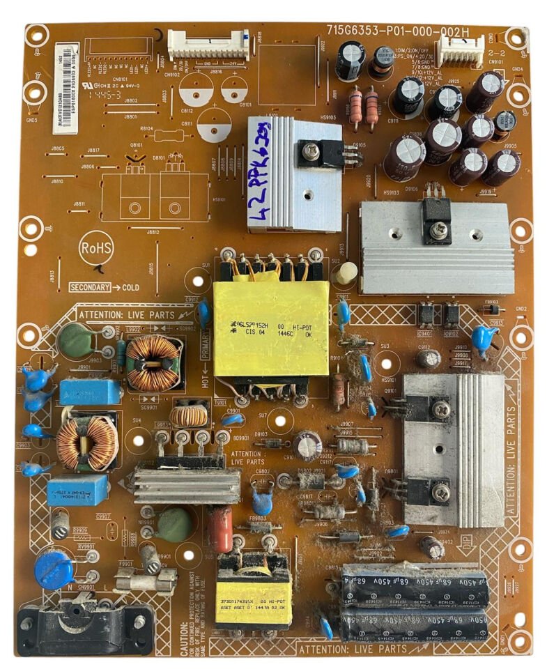 Philips 715G6353-P01-000-002H Besleme Kartı – 42PFK6309 Orijinal Temiz Söküm Power Supply