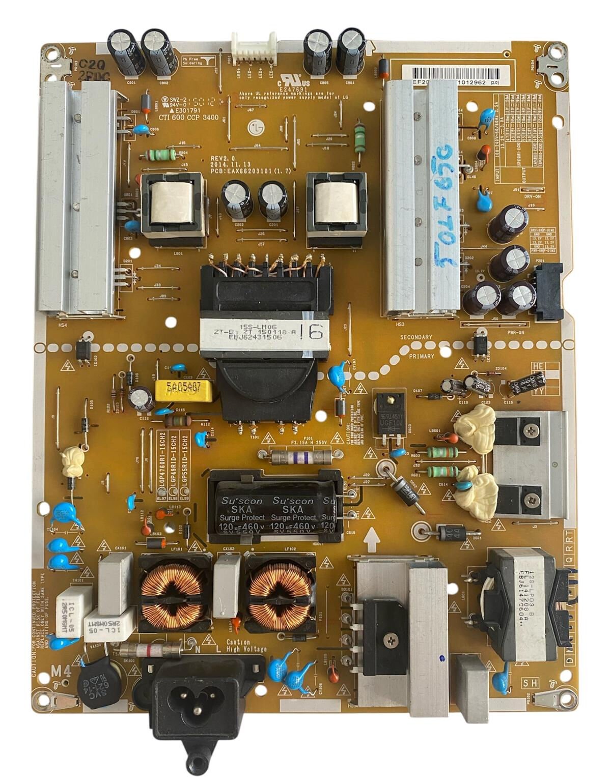 LG 50LF650 Besleme Kartı EAX66203101 (1.7) Orijinal TV Power Supply