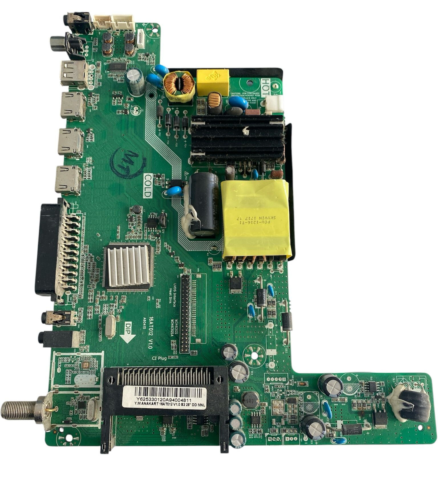 Sunny SN028LD012/S2 TV Anakart 16AT012 V1.0 Orijinal Beslemeli Main Board