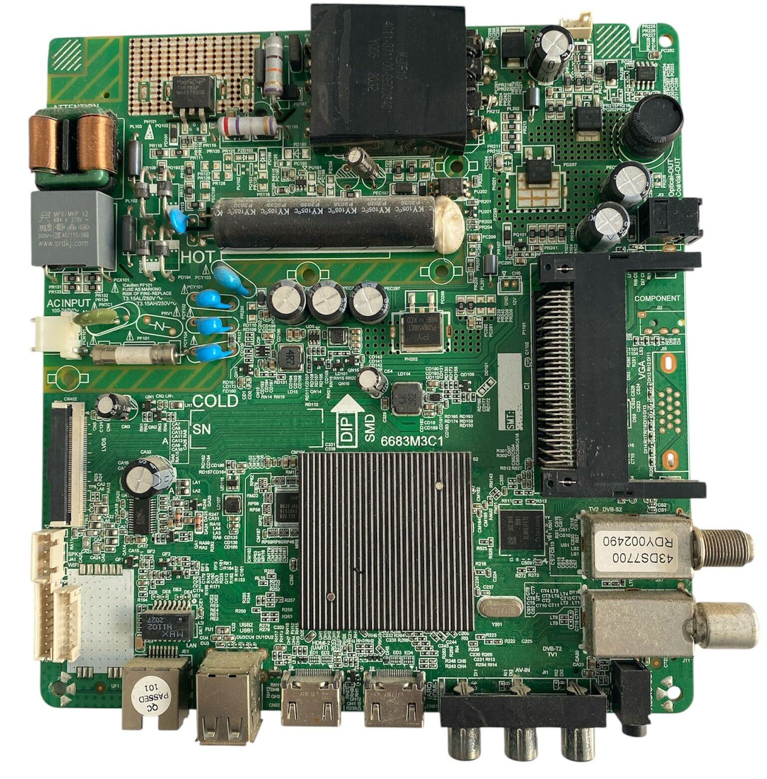 Dijitsu 43DS7700 TV Anakart 6683M3C1 Orijinal Beslemeli Smart Main Board