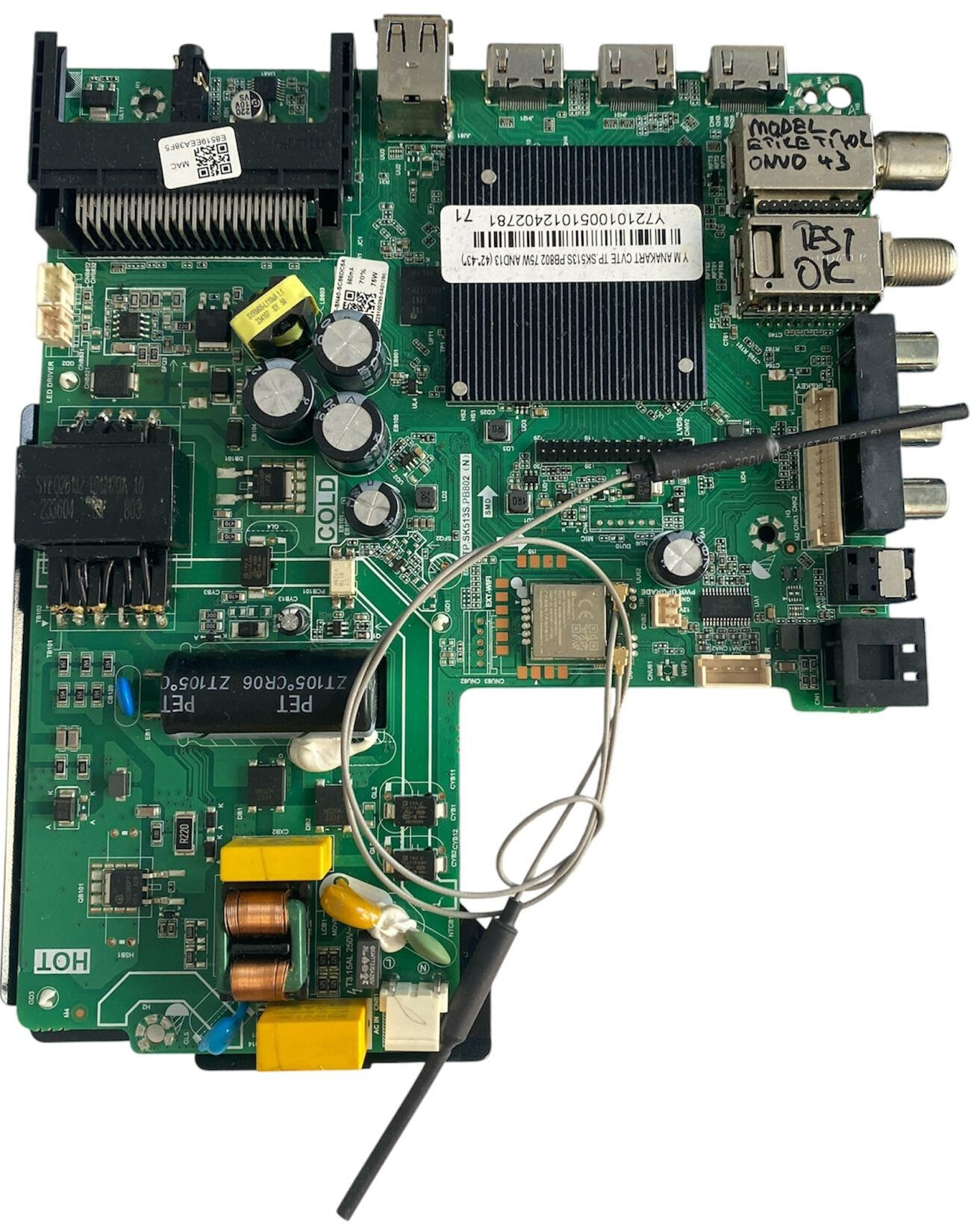 Onvo 43'' TP.SK513S.PB802 (N) TV Anakart Android 13 Orijinal Combo Board