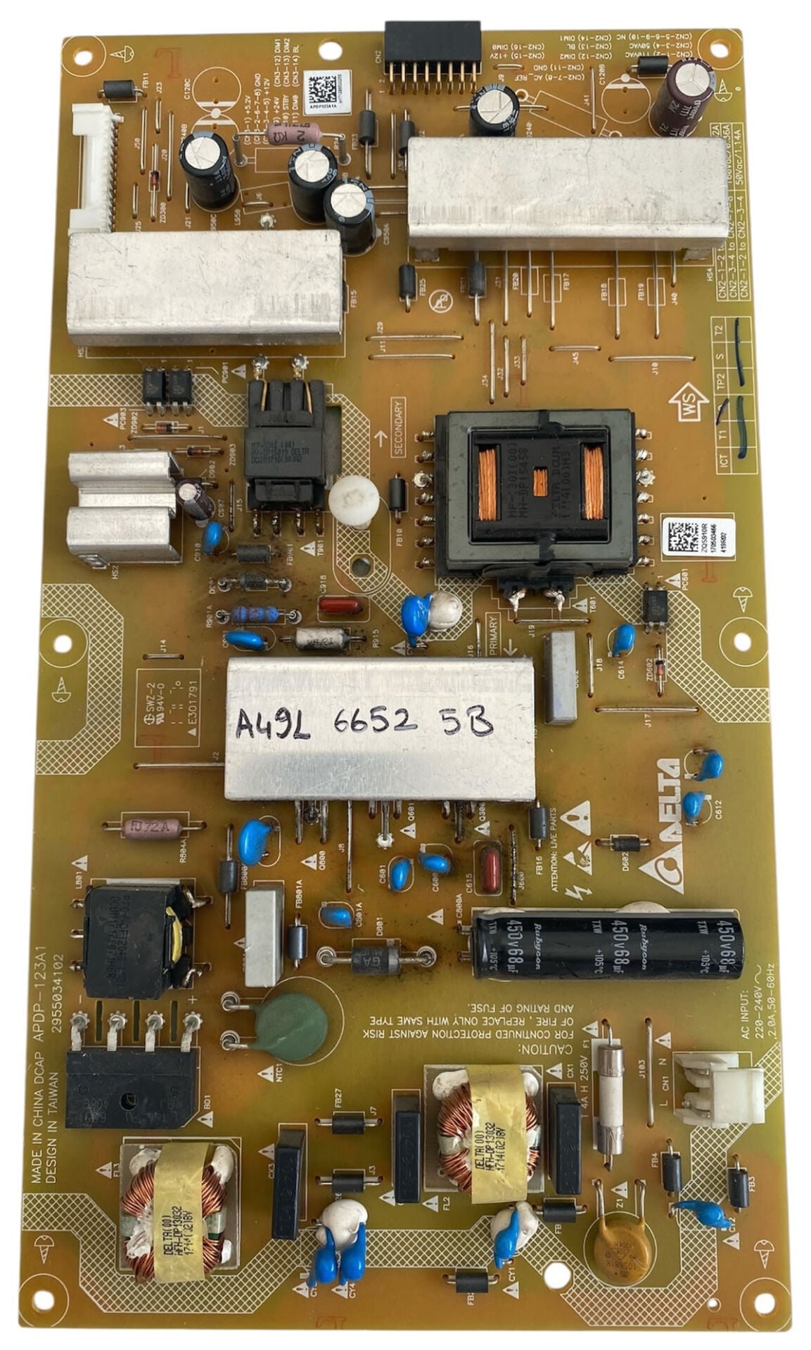 Arçelik A49L 6652 5B Besleme Kartı Delta APDP-123A1 Orijinal Power Supply