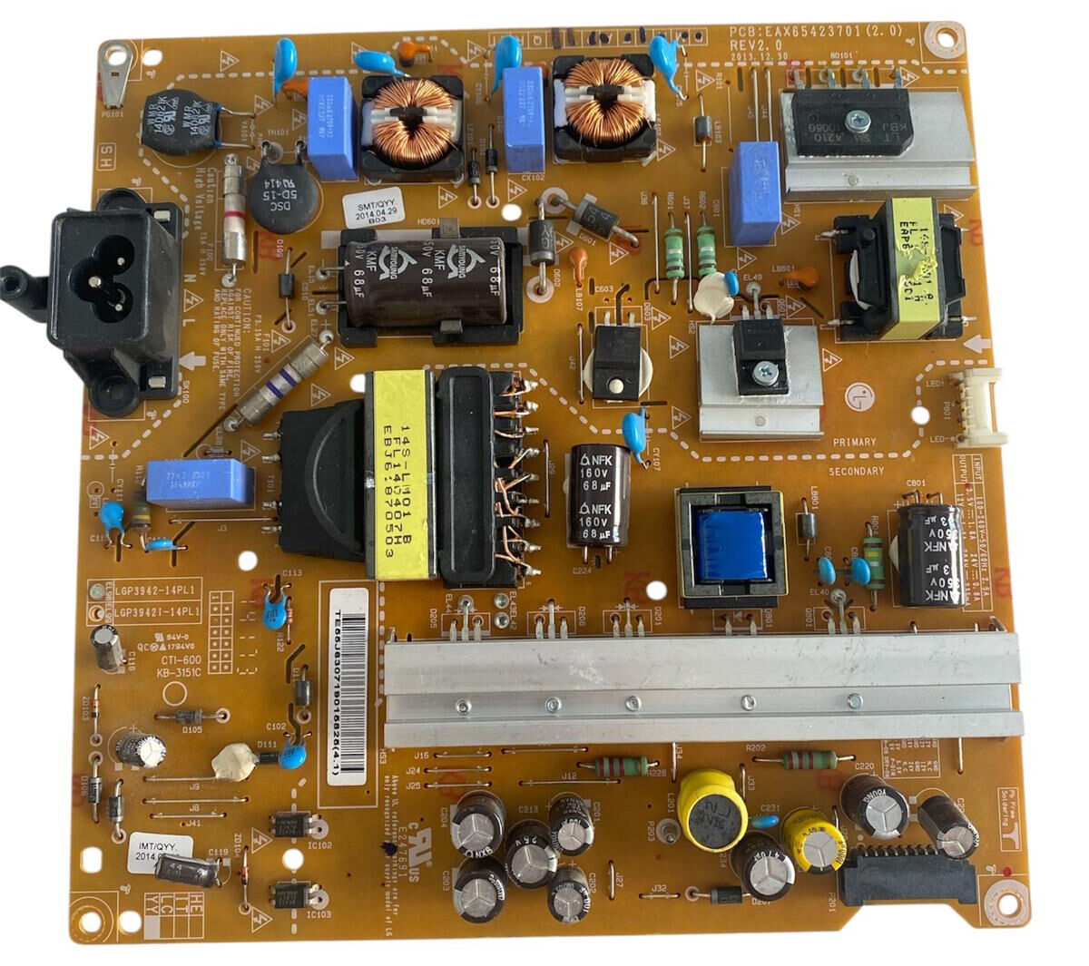 LG 39LB550U / 42LB5500 Güç Besleme Kartı (Power Supply) - EAX65423701 (2.0) LGP3942-14PL1