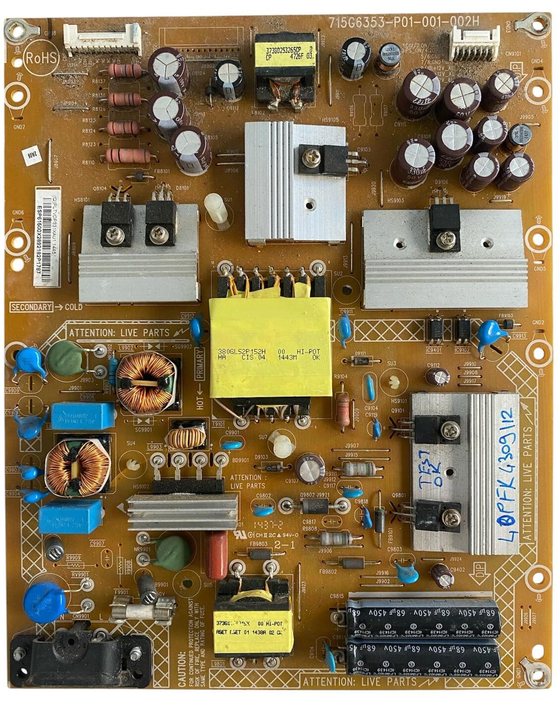 Philips 715G6353-P01-001-002H Besleme Kartı Orijinal 40PFK4309/12 Power Board