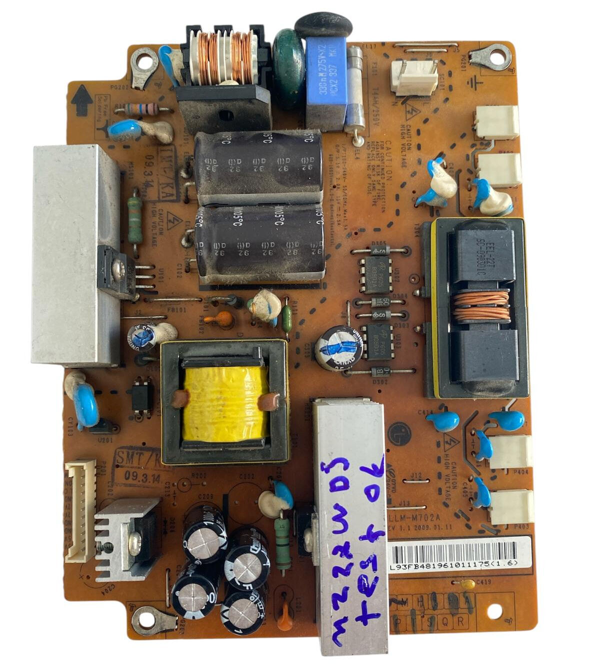 LG M227WD-PZ Monitör TV Güç Besleme Kartı (Power Supply / Inverter) - EAY48196101 PLLM-M702A Orijinal