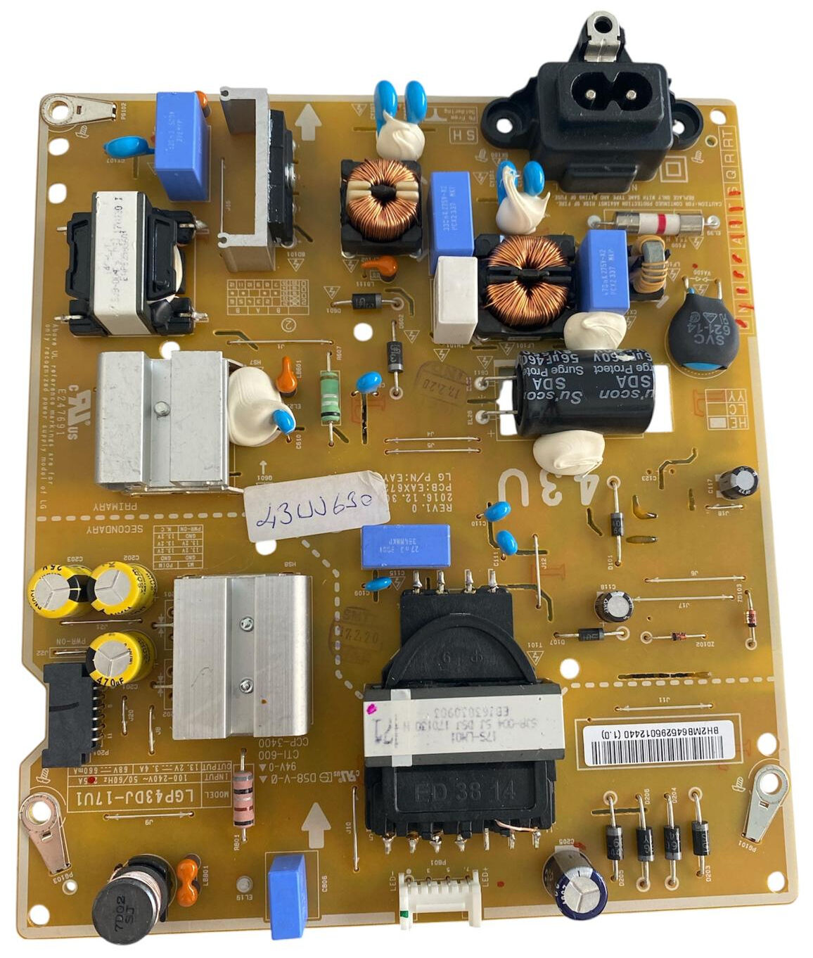 LG 43UJ630V TV Güç Besleme Kartı (Power Supply) - EAX67209001 (1.5) EAY64529501 LGP43DJ-17U1 Orijinal
