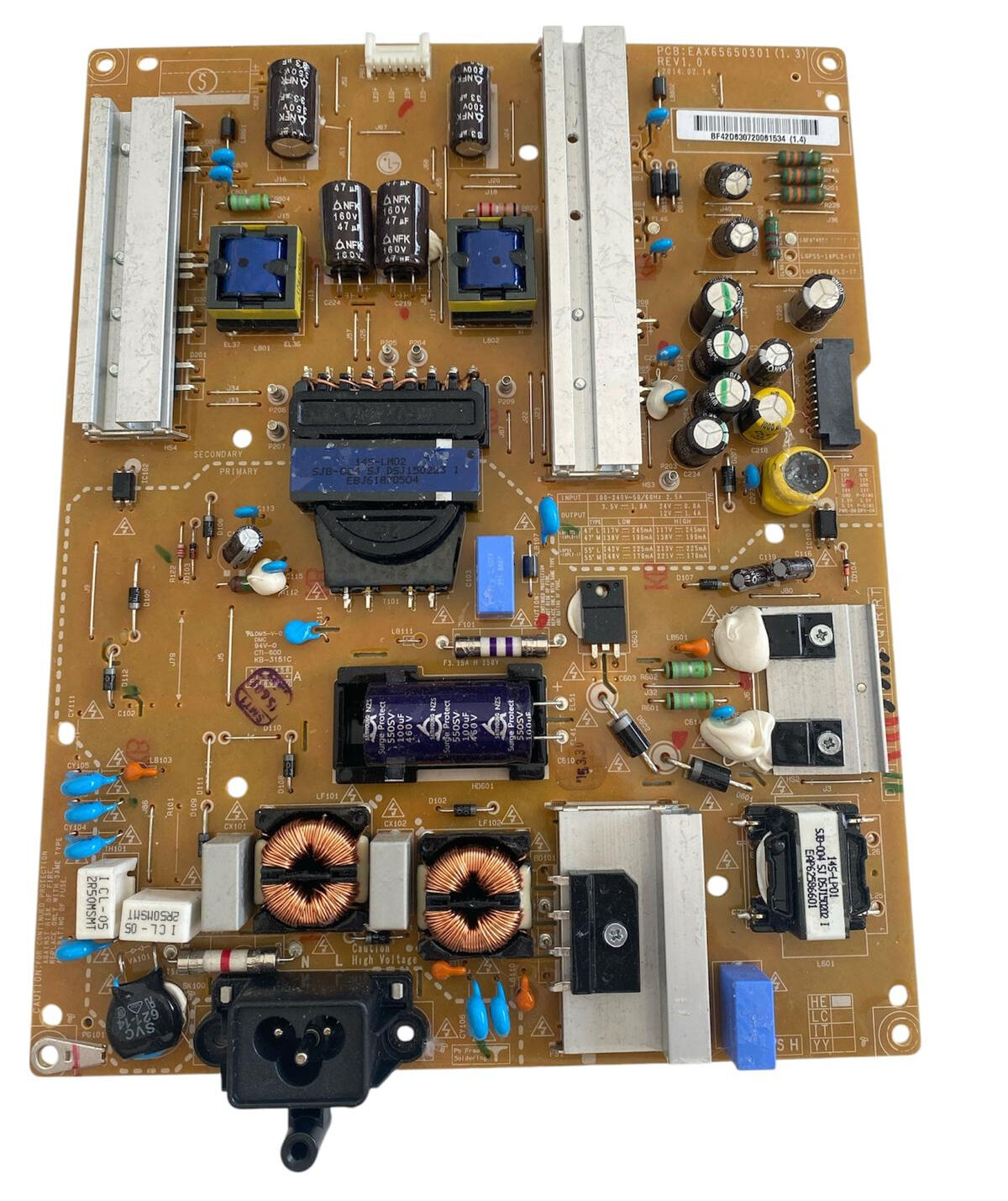 LG 42LB580V TV Güç Besleme Kartı (Power Supply) - EAX65650301 (1.3) LGP3942-14PL1 Orijinal