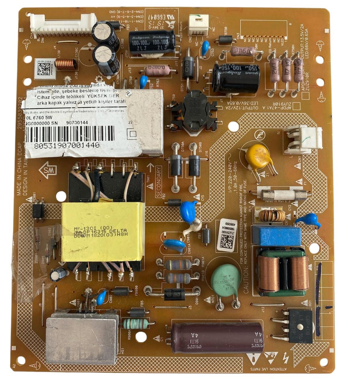Philips APDP-72A1 Besleme Kartı Orijinal APDP-47A1 Delta TV Power Board