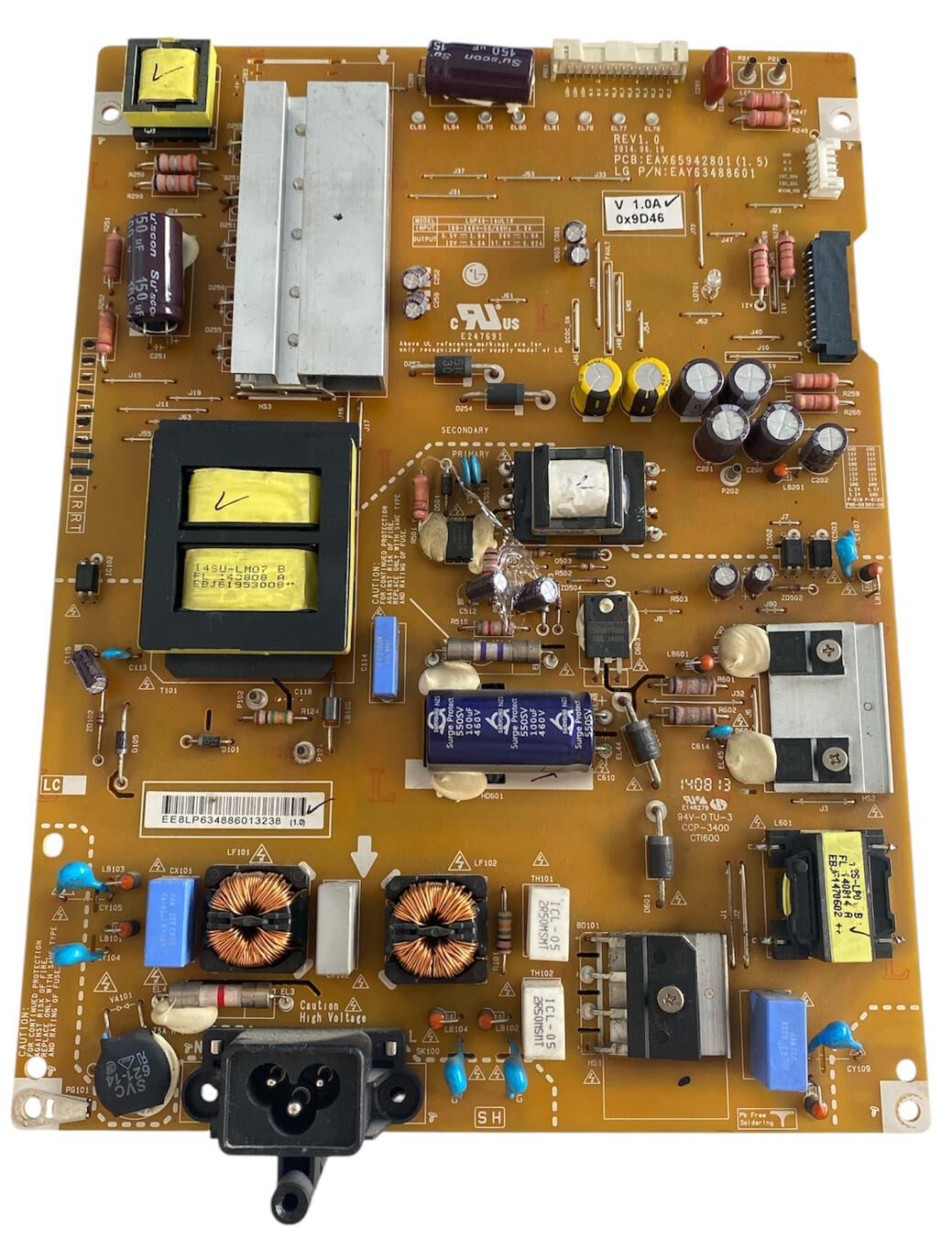 LG 42LB620V TV Güç Besleme Kartı (Power Supply) - EAX65942801 (1.5) EAY63488601 Orijinal