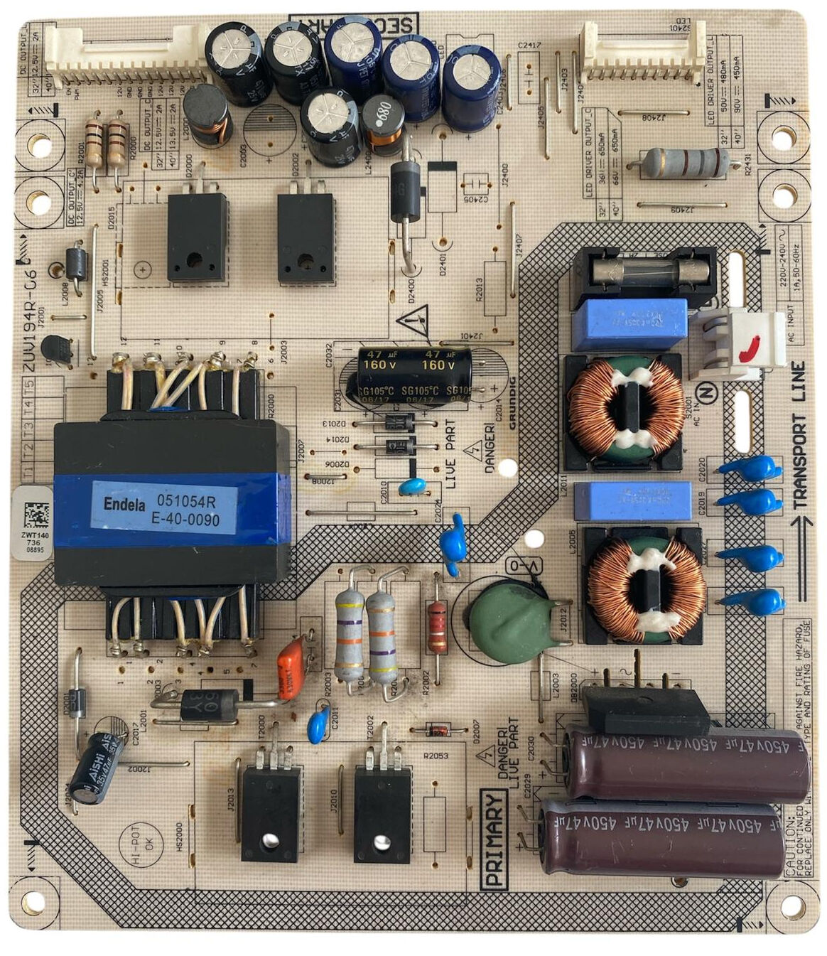 Grundig ZUV194R-06 Besleme Kartı Orijinal Arçelik Beko Endela 051054R Power Board