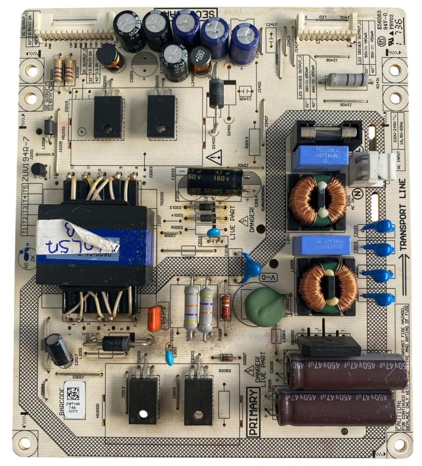 Grundig ZUV194R-7 Besleme Kartı Orijinal Arçelik Beko 40L5735 Power Board