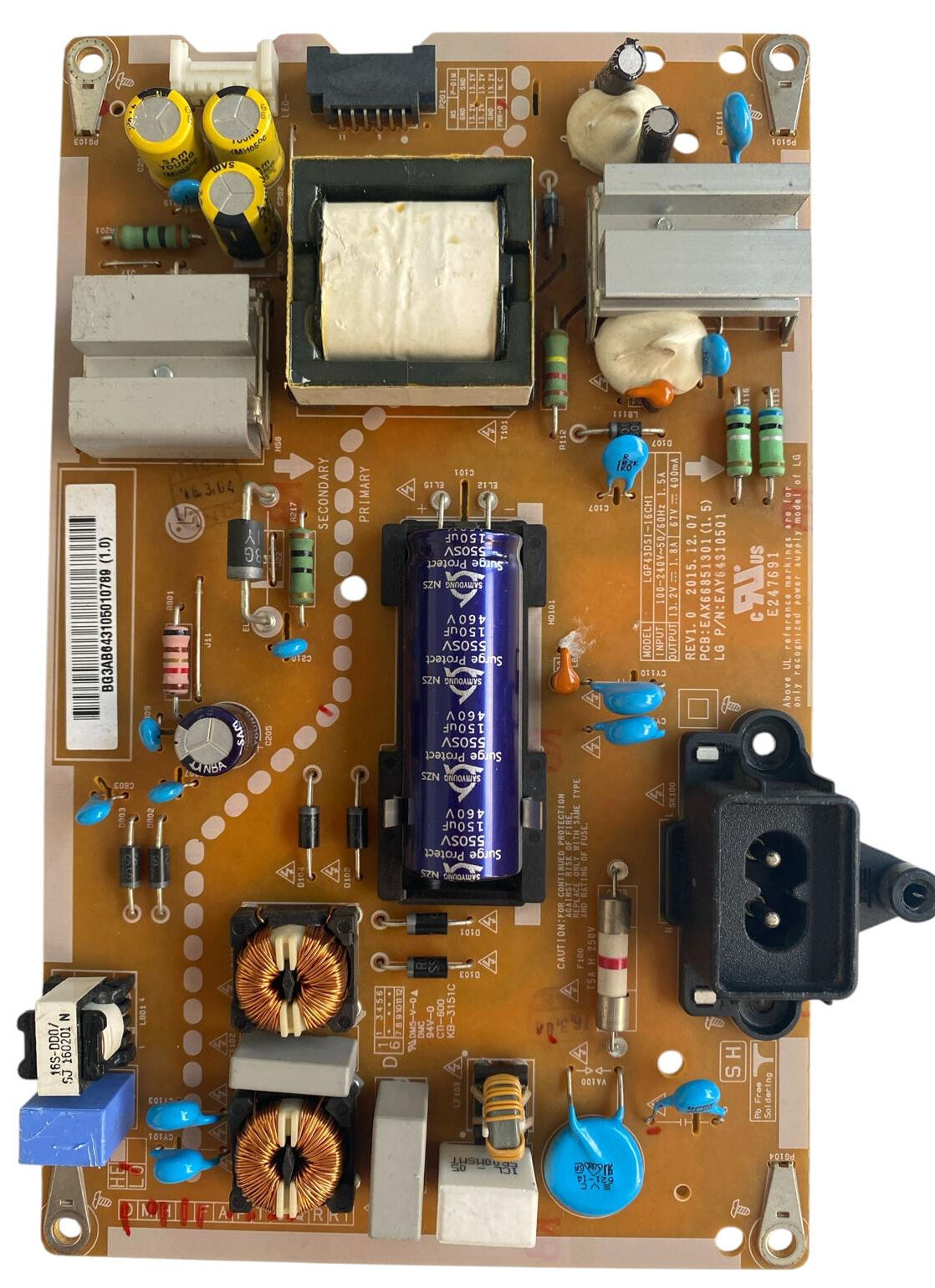 LG EAX66851301 (1.5) Besleme Kartı Orijinal EAY64310501 LGP43DSI-16CH1 43LH510V Power Board
