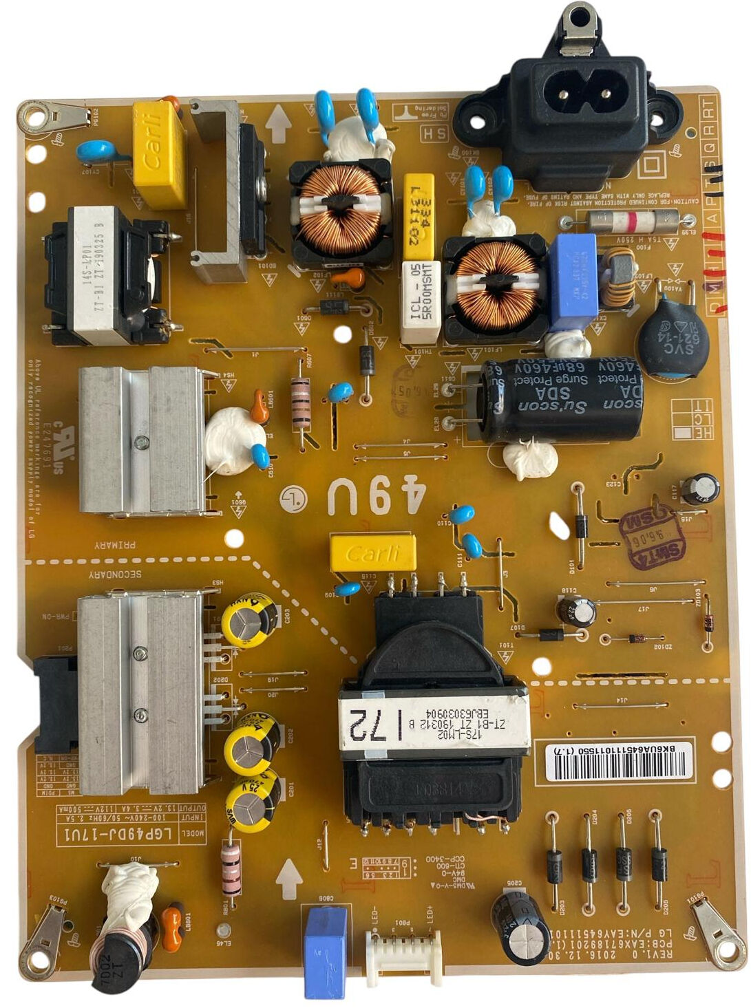 LG EAX67189201 (1.6) Besleme Kartı Orijinal EAY64511101 LGP49DJ-17U1 49UJ630V Power Board