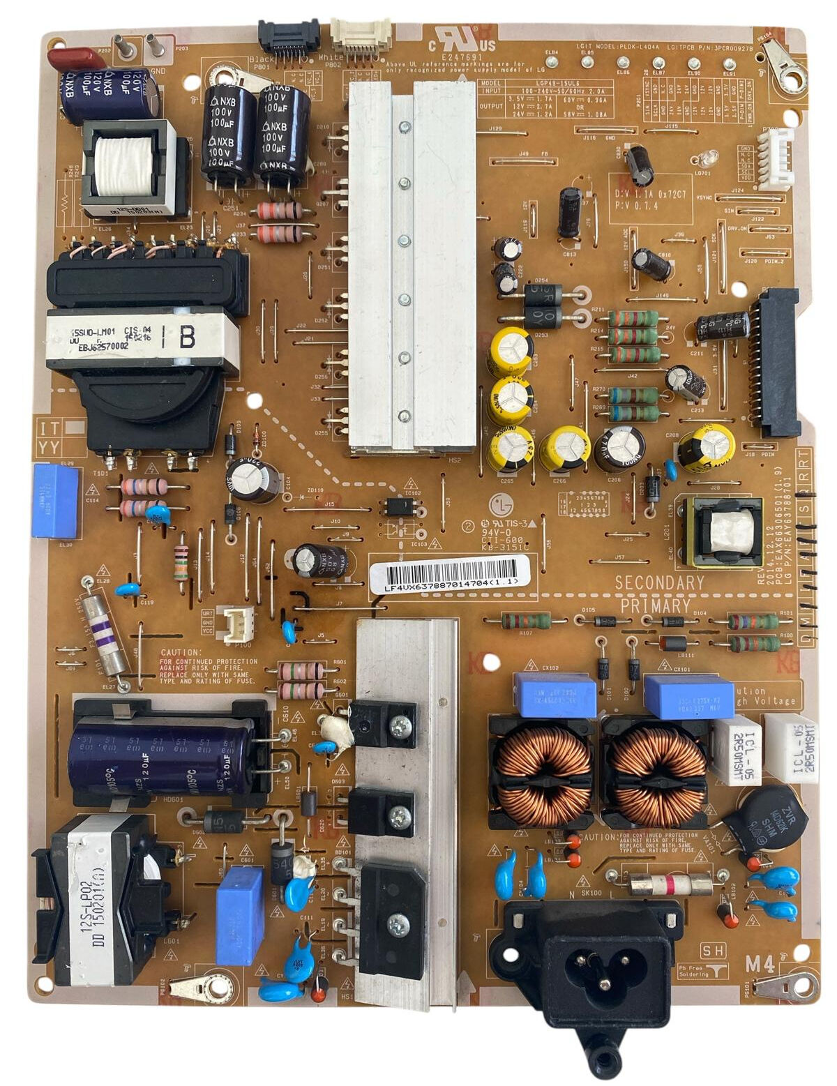 LG EAX66306501 1.9 Besleme Kartı Orijinal EAY63788701 LGP49-15UL6 PLDK-L404A 49 50 inç Power Board