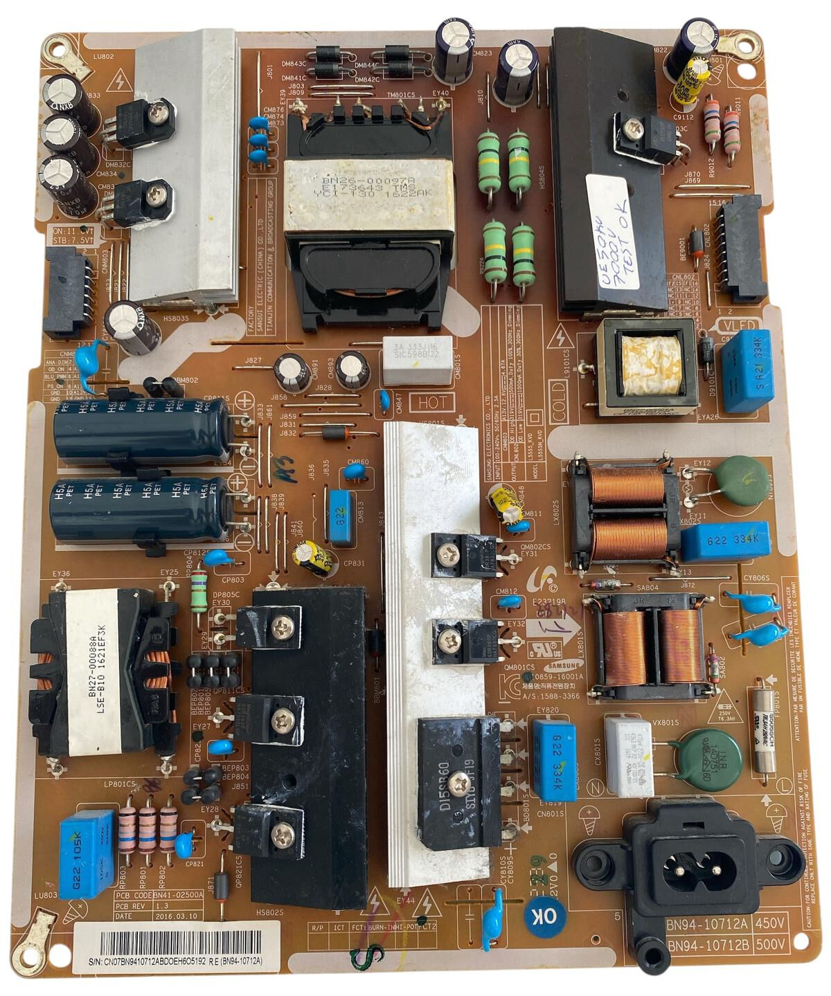 Samsung UE50KU7000 TV Güç Besleme Kartı (Power Supply) - BN44-00872A / BN41-02500A (L55S6_KVD) Orijinal
