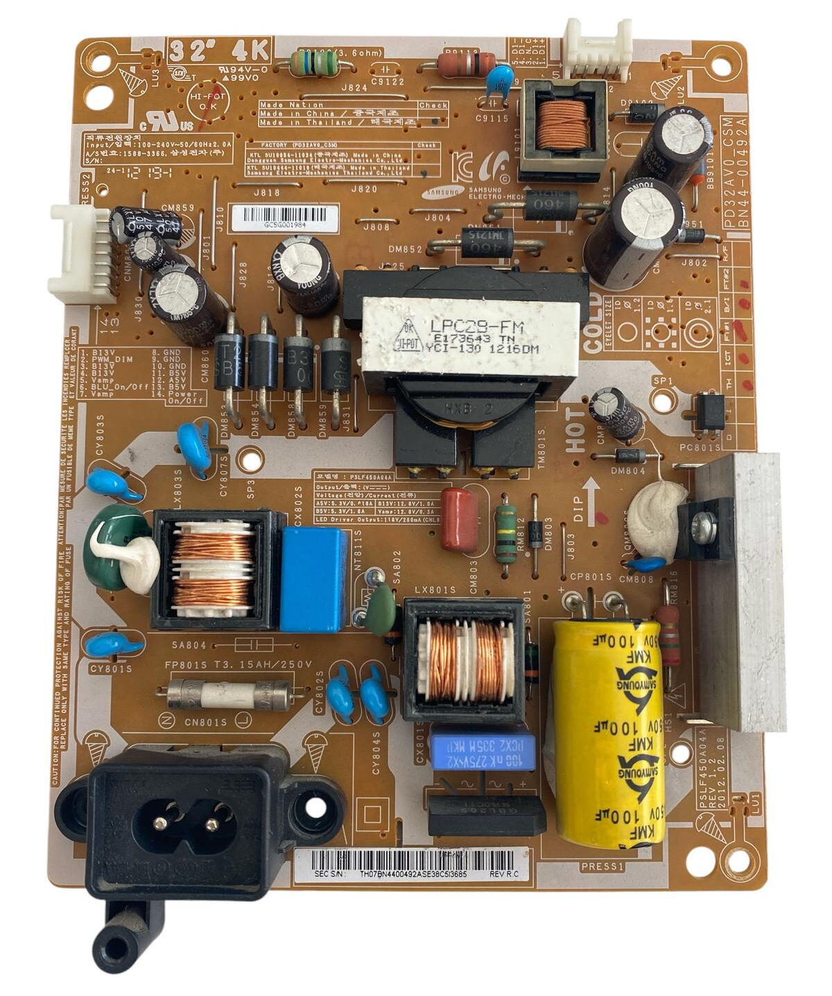 Samsung UE32EH4000 TV Güç Besleme Kartı (Power Supply) - BN44-00492A PSLF450A04A Orijinal