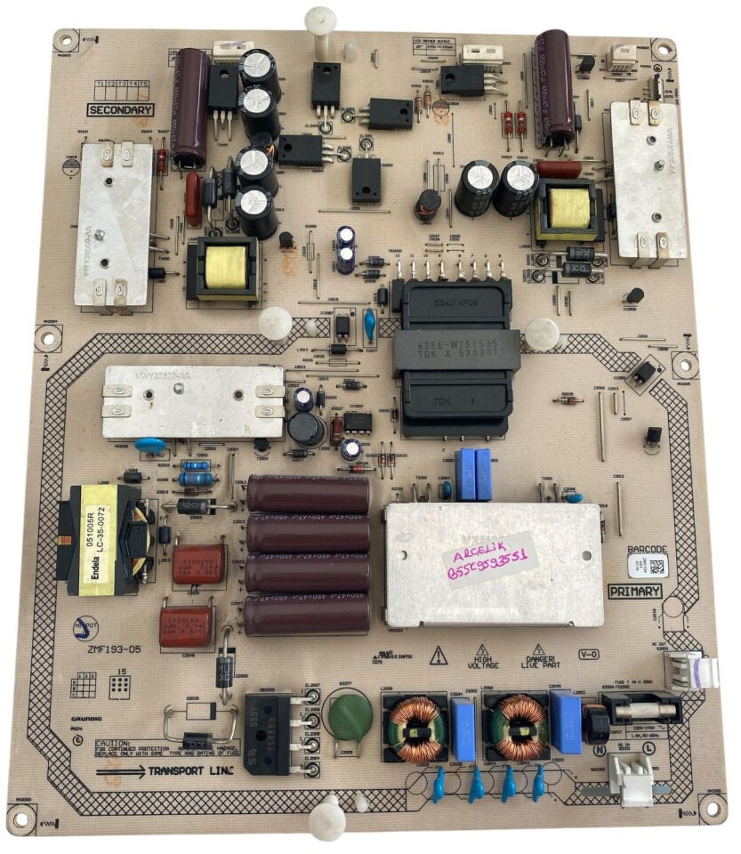 Arçelik / Grundig TV Güç Besleme Kartı (Power Supply) - ZMF193-05 ZNC120 ZMF194-04 B55C9593551 Orijinal