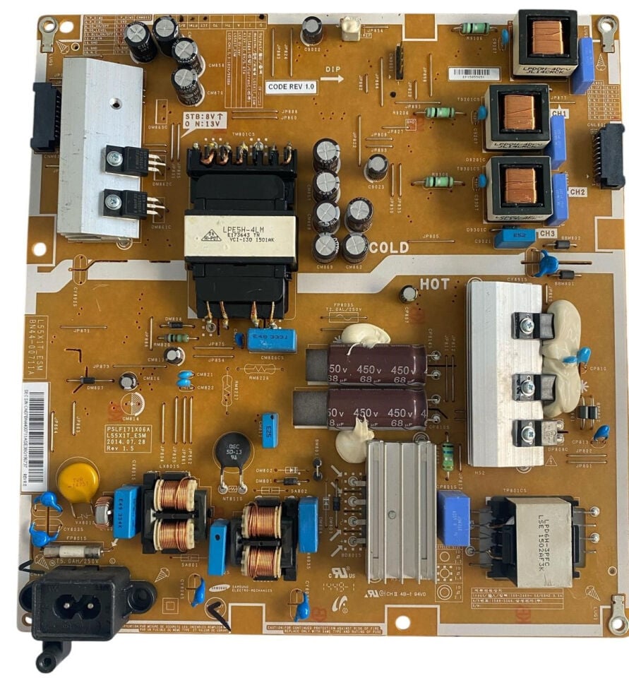 Samsung BN44-00711A Besleme Kartı Orijinal L55X1T_ESM PSLF171X06A UE55H6400 UE55H6200 55 inç Power Board
