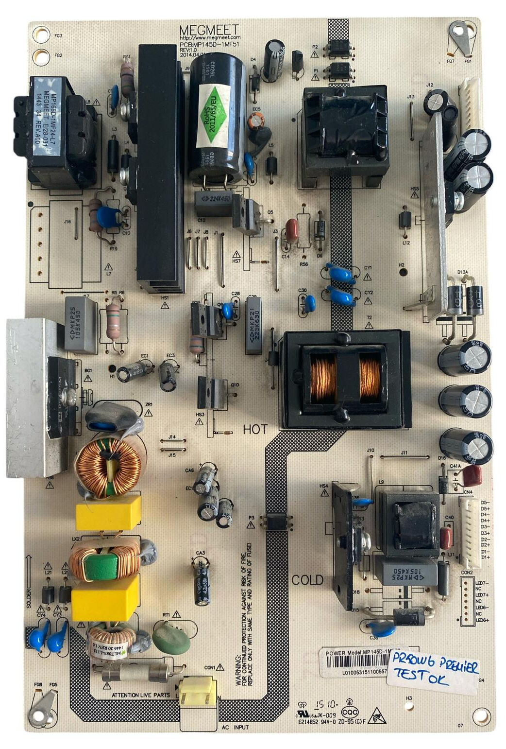 Megmeet MP145D-1MF51 Besleme Kartı Orijinal Premier PR50W6 Axen Hi-Level Sunny 49 50 inç Power Board