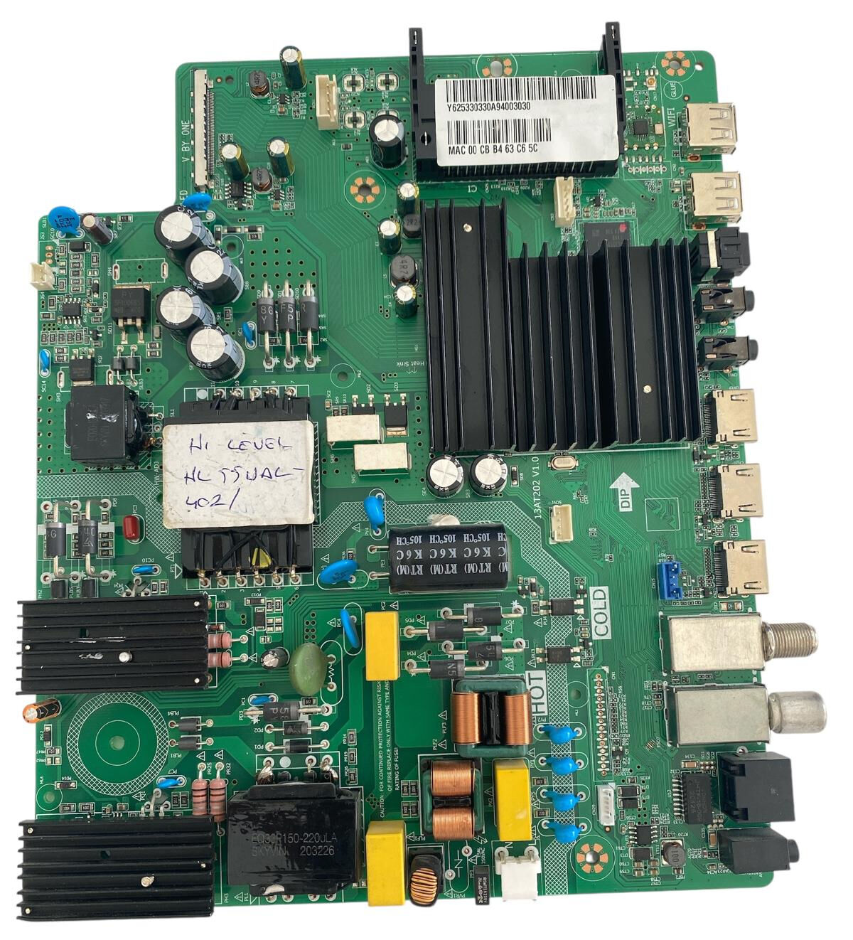 Hi-Level HL55UAL402 13AT202 V1.0 Ana Kart Besleme Kombine Orijinal 4K Smart Main Board