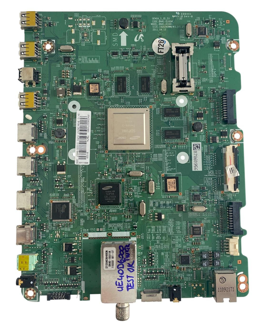 Samsung UE40D6000 Ana Kart Orijinal BN41-01604C BN94-05107G Genoa-S 3D Main Board