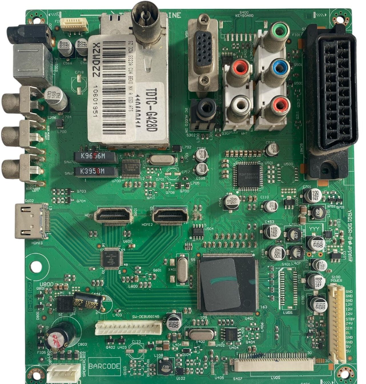 Arçelik Beko 32 inç Ana Kart Orijinal YRQ190R-8 XZWDZZ 10601951 Main Board