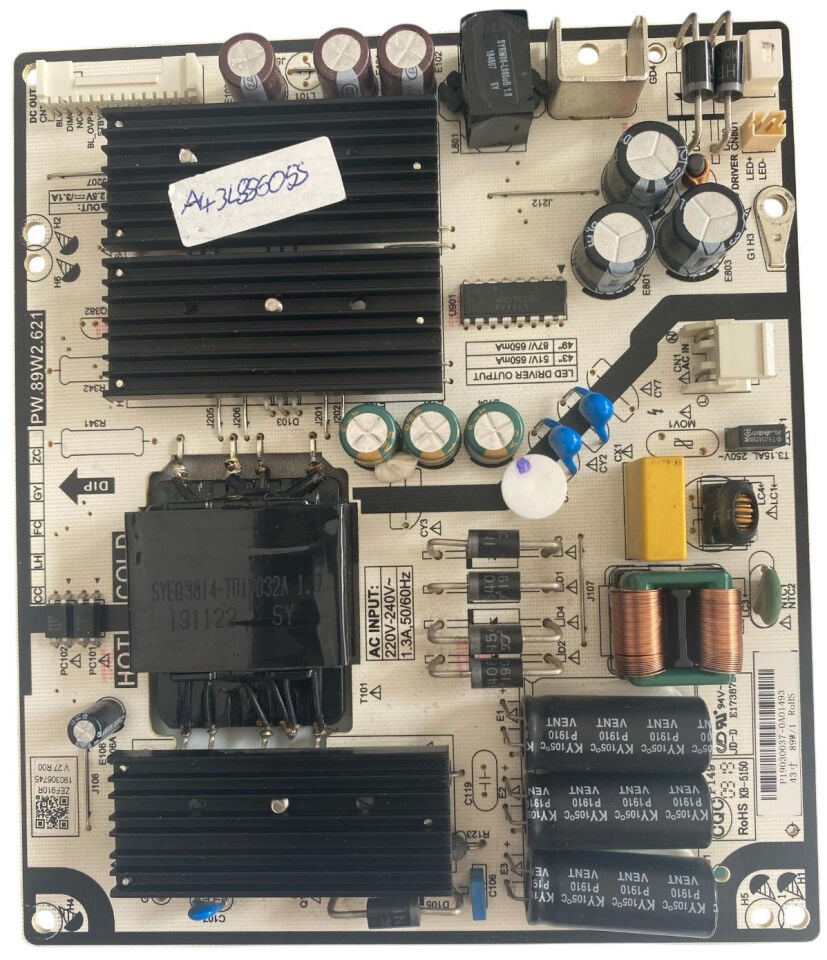 Arçelik A43L88605S Besleme Kartı Orijinal PW.89W2.621 Power Board