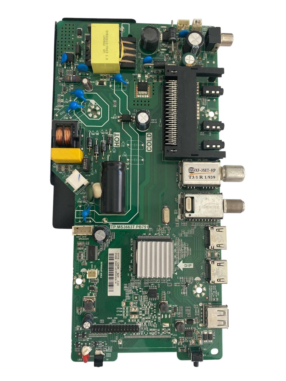 Awox 32'' HD LED TV Sıfır / Temiz Combo Ana Kart (Beslemeli Main Board) - TP.MS3663T.PB751 AWOX U3200STR RIMLESS (TEST OK)