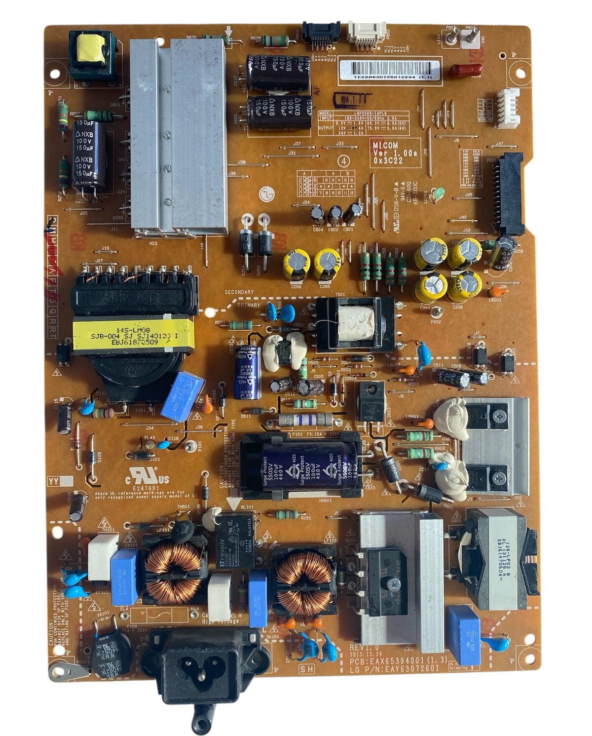 LG 55'' 60'' 3D Smart LED TV Güç Besleme Kartı (Power Board) - EAX65394001 / EAY63072601 / LGP5560-14L6 / LG 60LB870V Orijinal