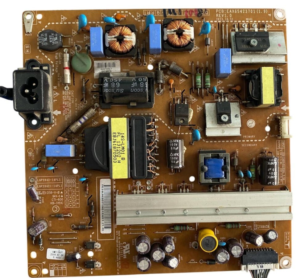LG 39''-42'' Full HD LED TV Güç ve Besleme Kartı (Power Supply Board) - EAX65423701 (1.9) / LGP3942-14PL1 / LG 42LB620V Orijinal