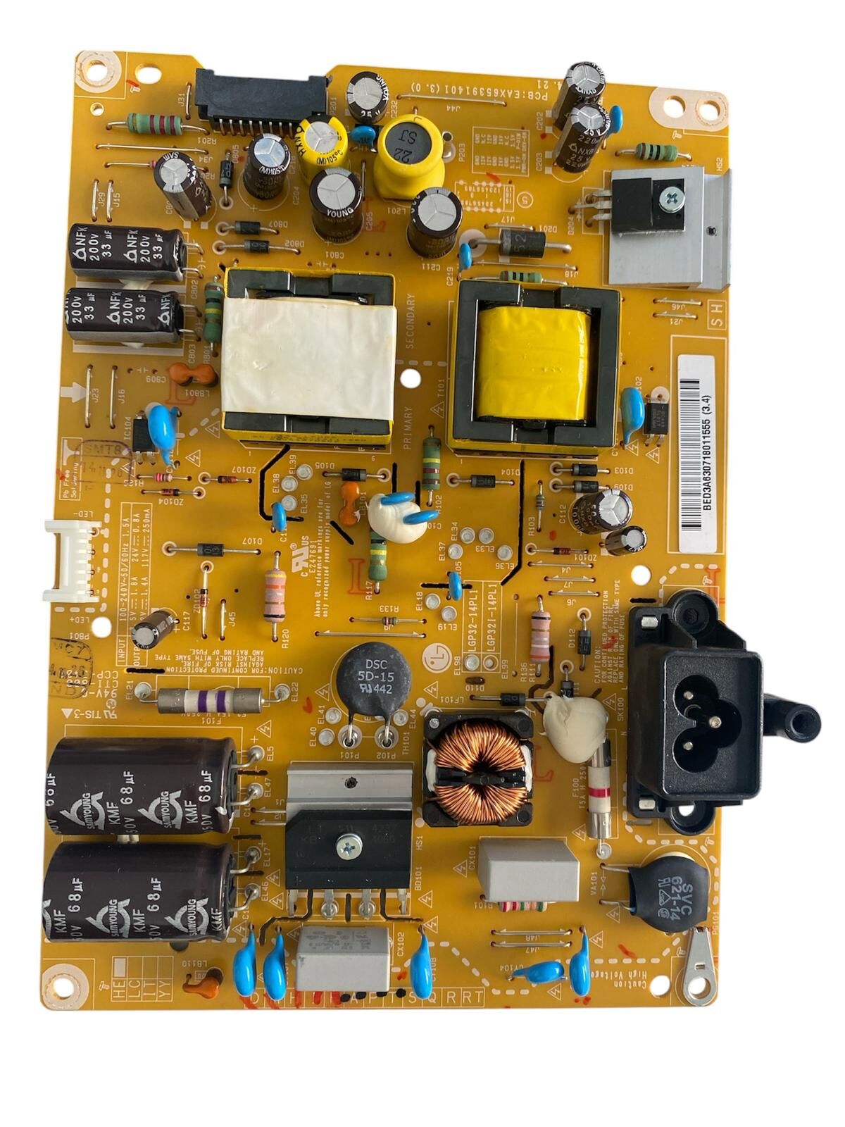 LG 32'' Full HD LED TV Güç ve Besleme Kartı (Power Supply Board) - EAX65391401 (3.0) / LGP32-14PL1 / LG 32LB652V Orijinal